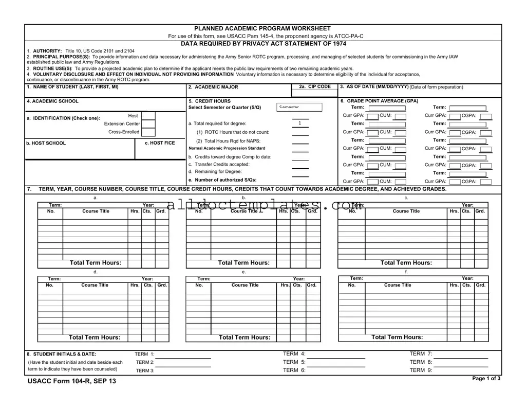Fill in a Valid 104 R Form
