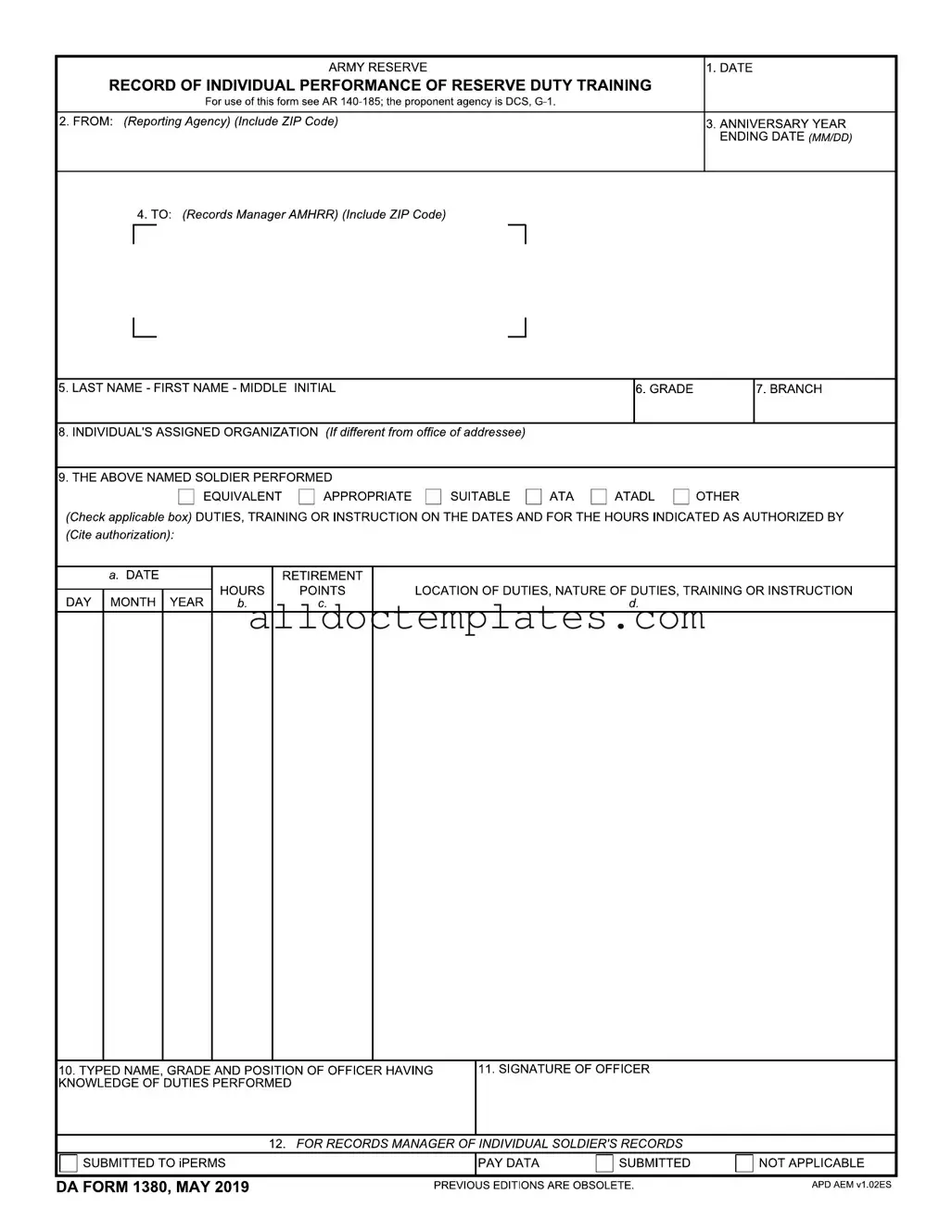 Fill in a Valid Da 1380 Form