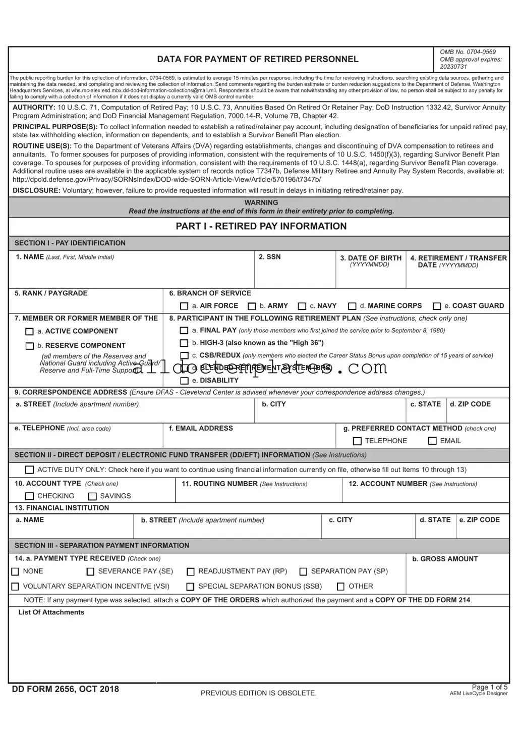 Fill in a Valid DD 2656 Form