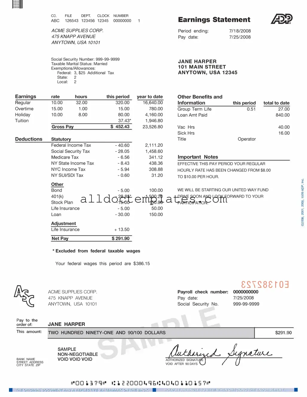 Fill in a Valid Adp Pay Stub Form
