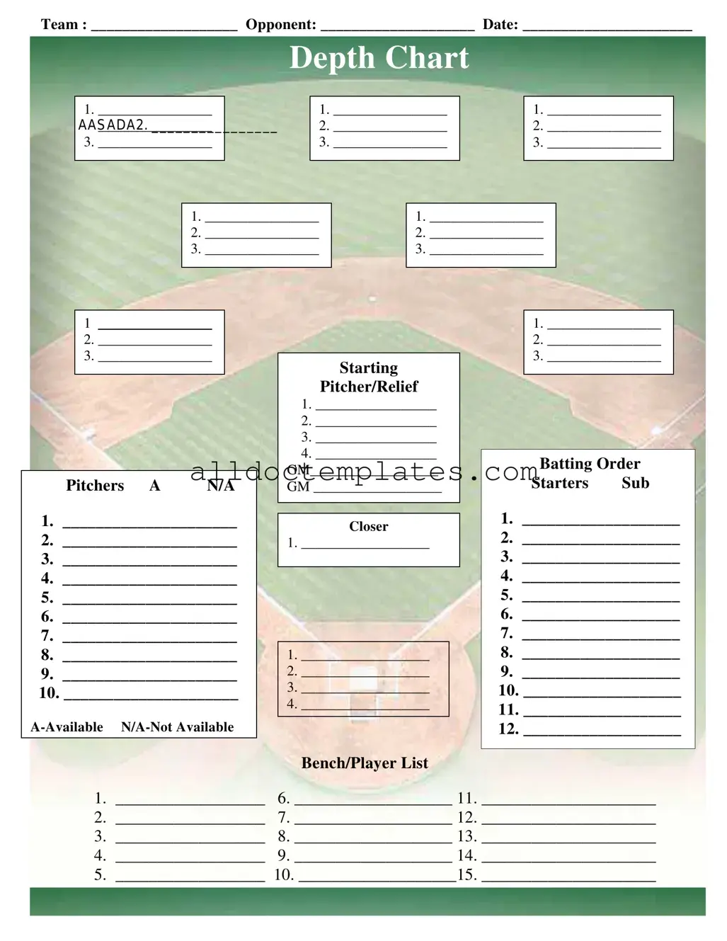 Fill in a Valid Baseball Field Lineup Form