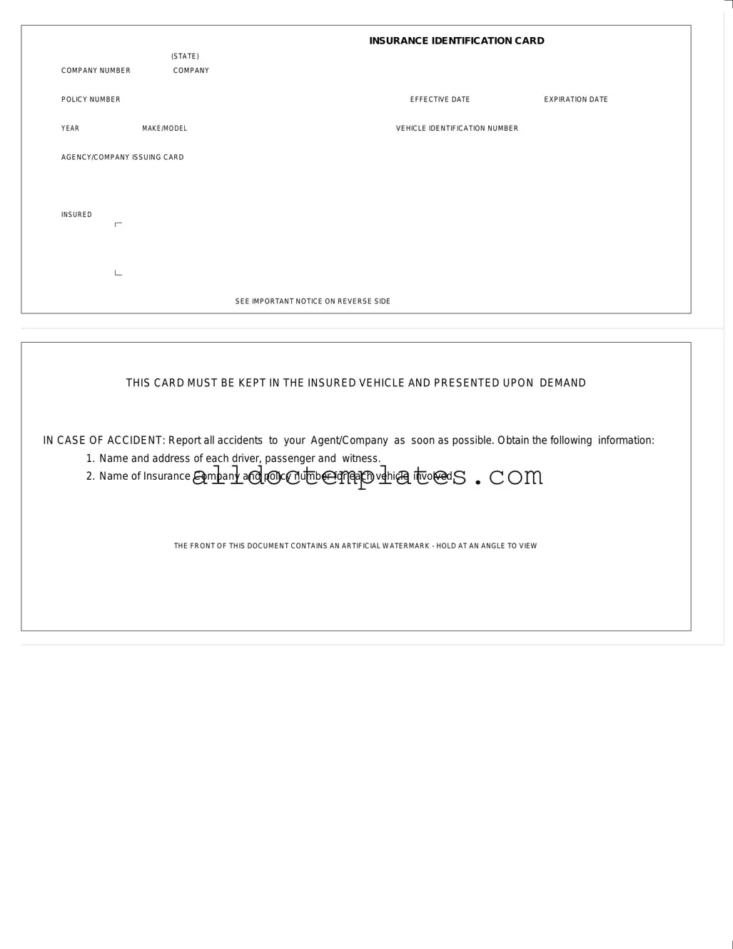 Fill in a Valid Auto Insurance Card Form