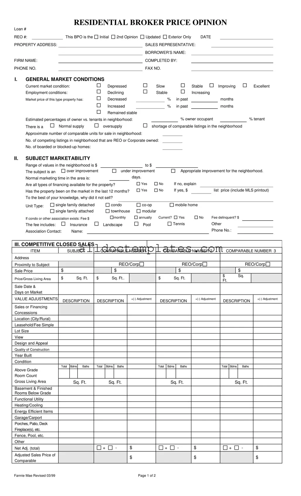 Fill in a Valid Broker Price Opinion Form