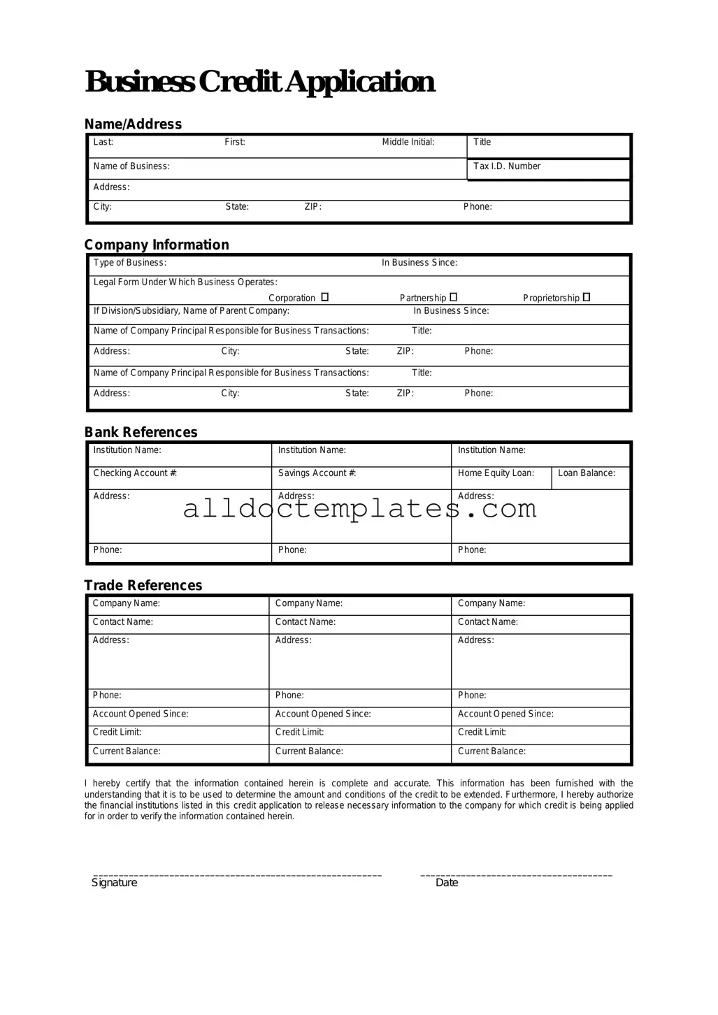 Fill in a Valid Business Credit Application Form