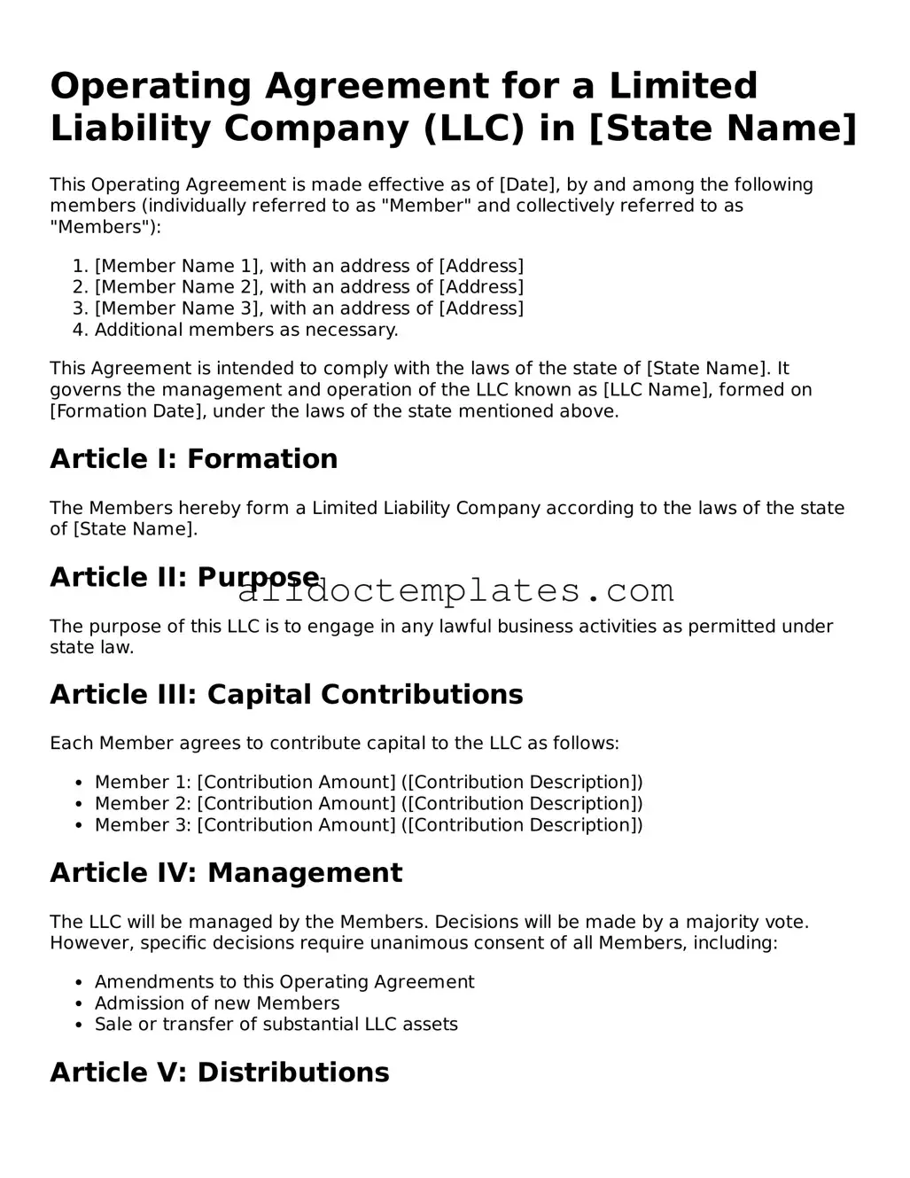 Valid Operating Agreement Template