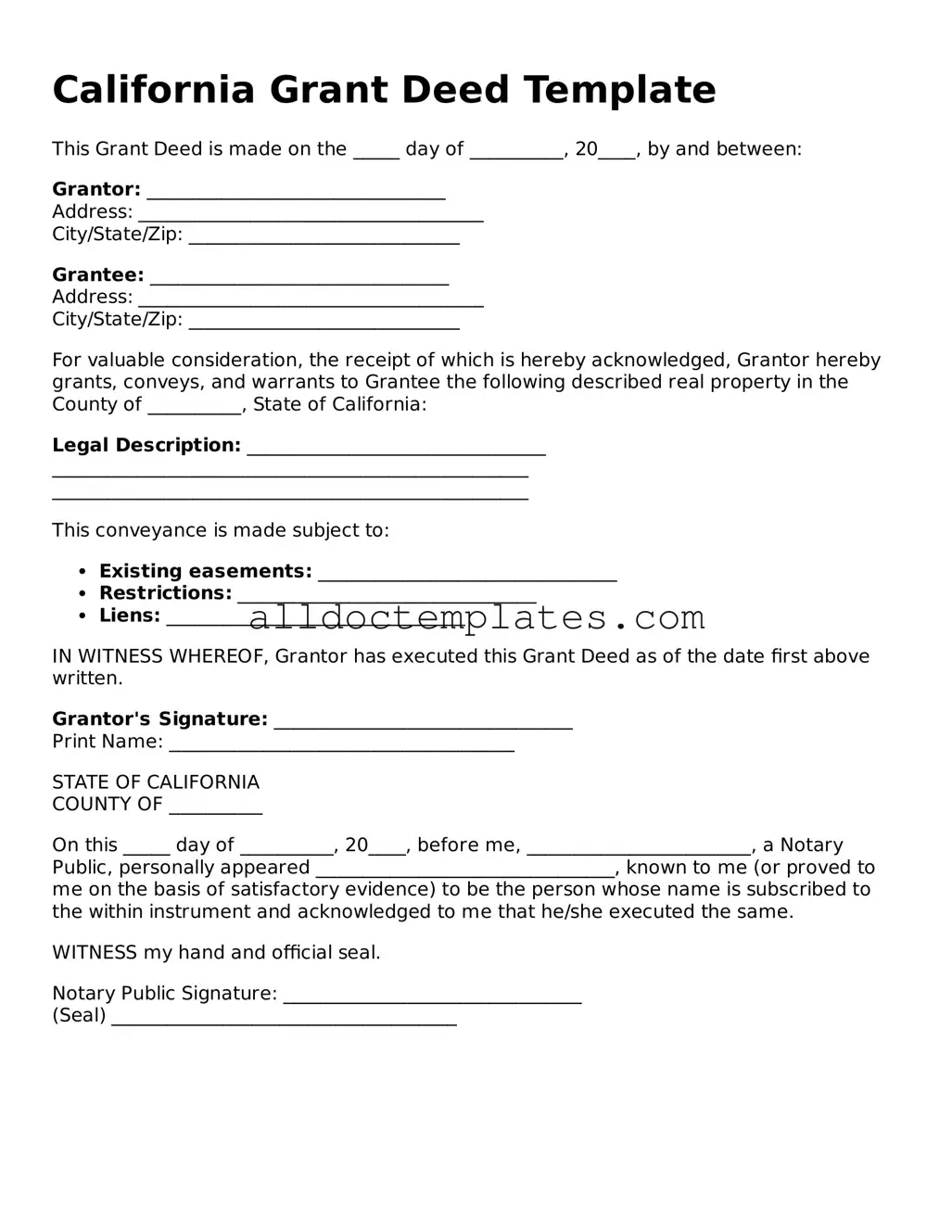 Free Deed Document for California State