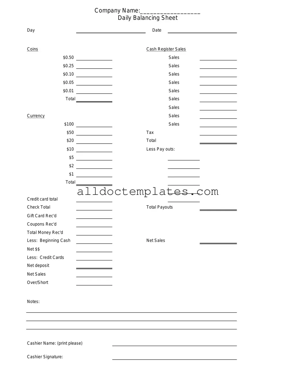Fill in a Valid Cash Drawer Count Sheet Form