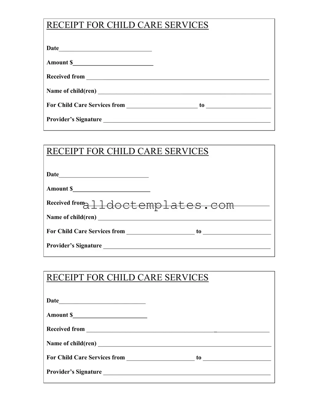Fill in a Valid Childcare Receipt Form