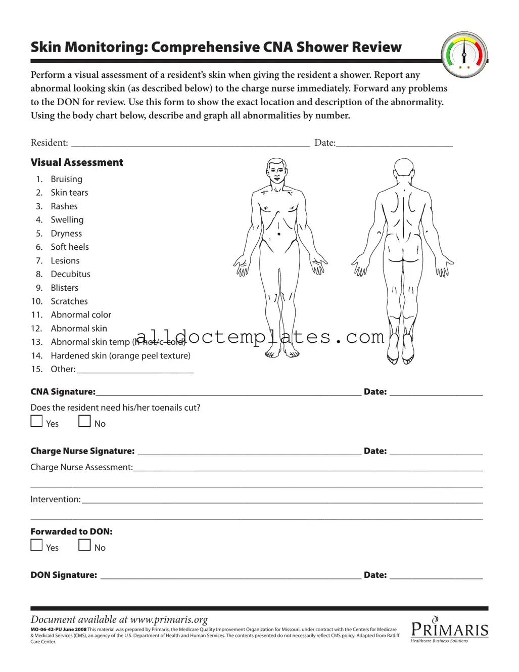 Fill in a Valid Cna Shower Sheets Form