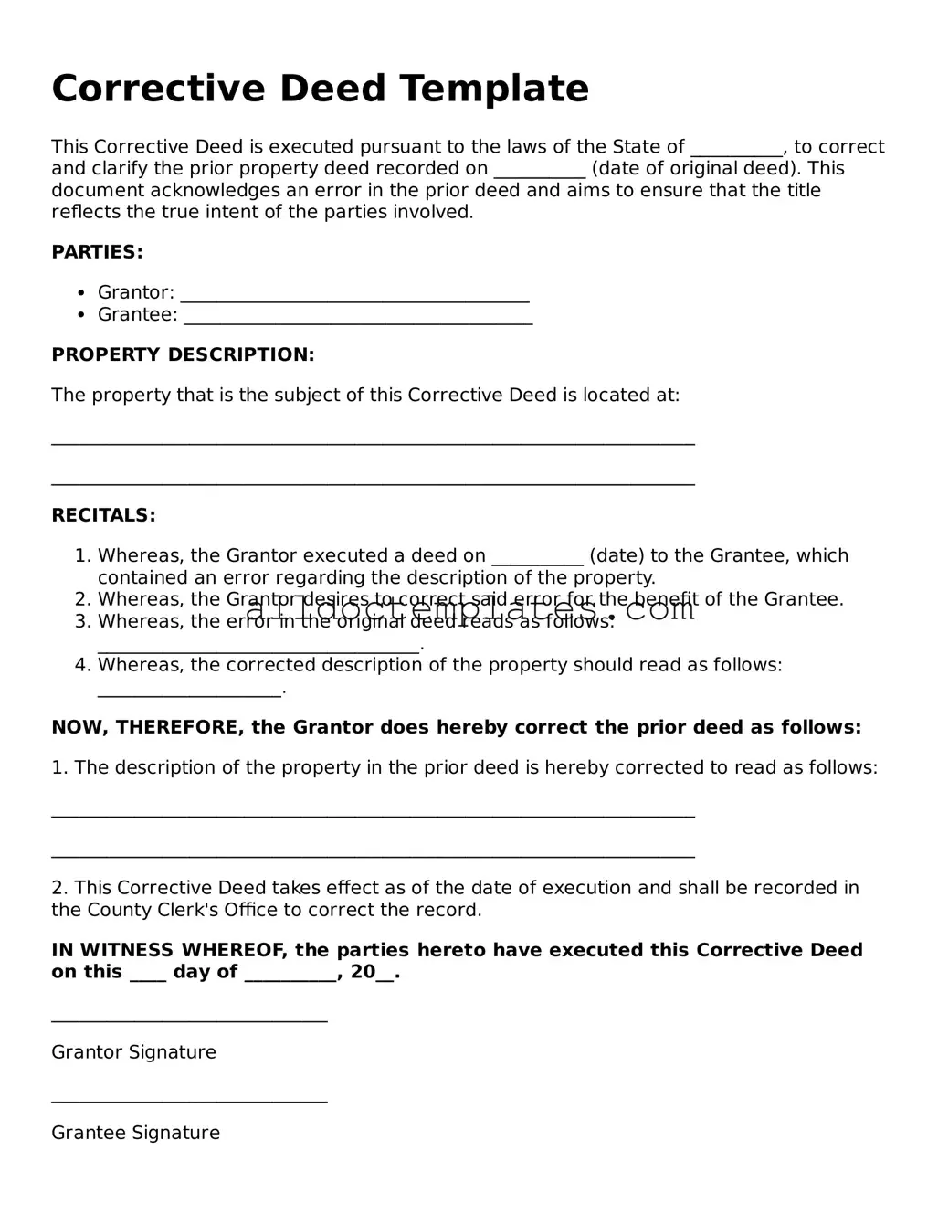 Valid Corrective Deed Template