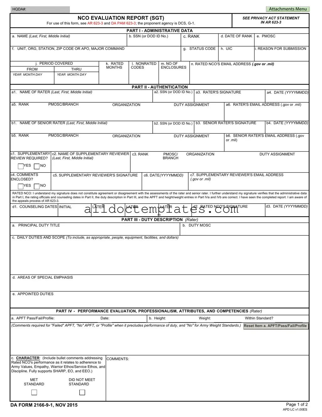 Fill in a Valid Da 2166 9 1 Form