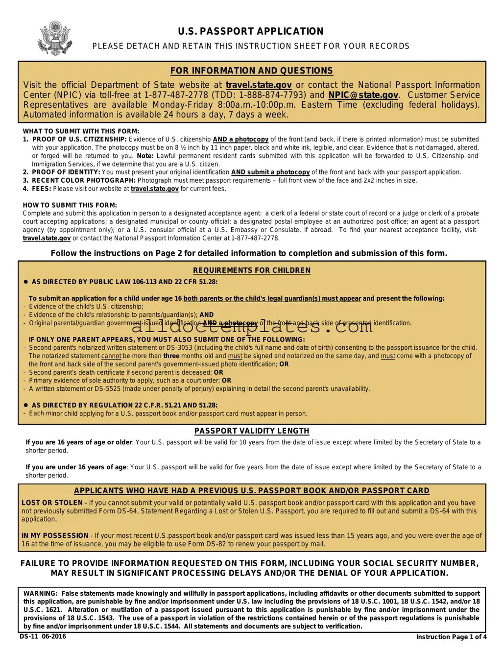Fill in a Valid DS-11 U.S. Passport application Form