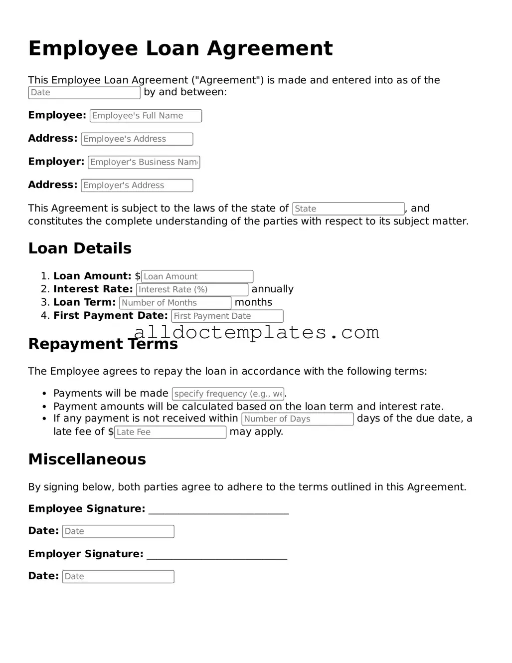 Valid Employee Loan Agreement Template
