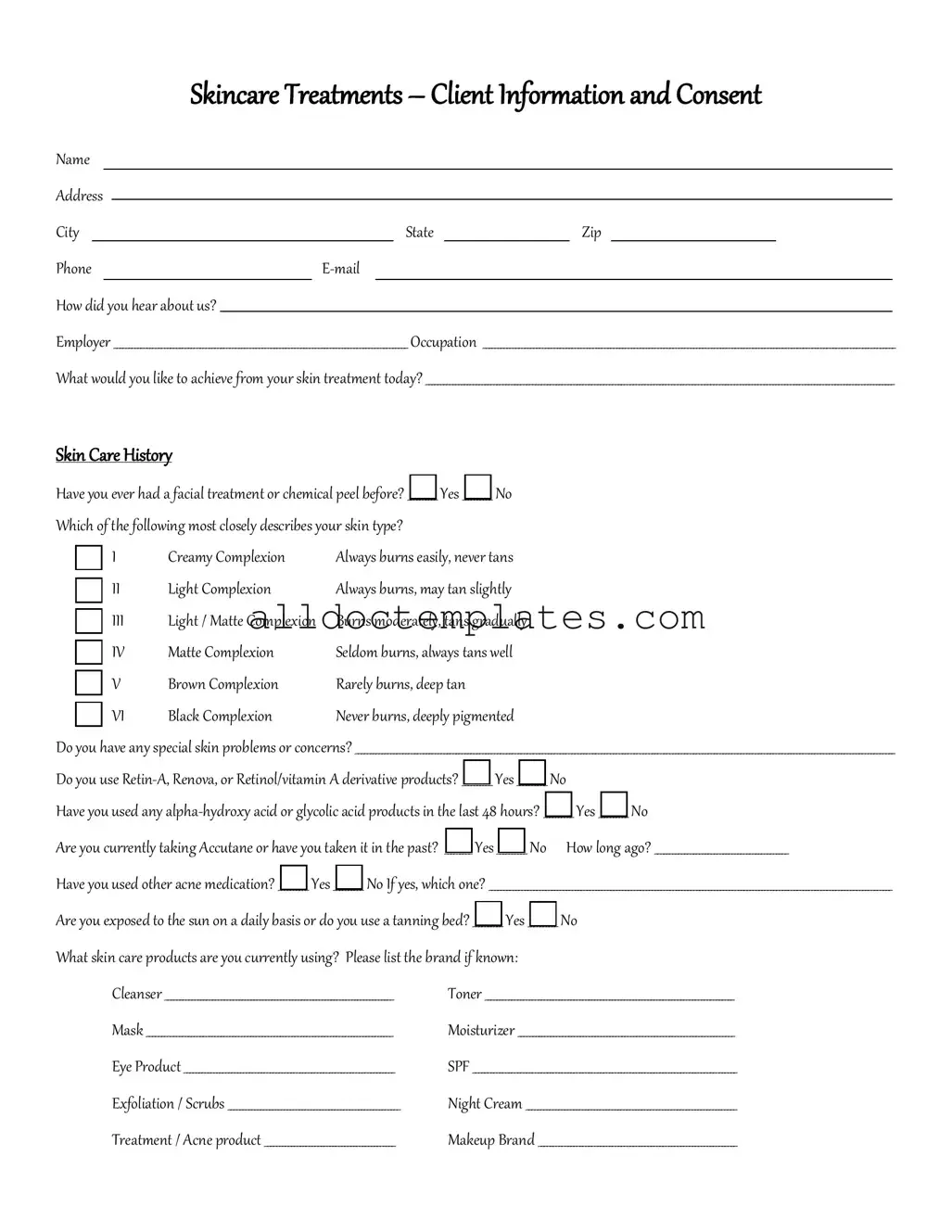 Fill in a Valid Facial Consent Form