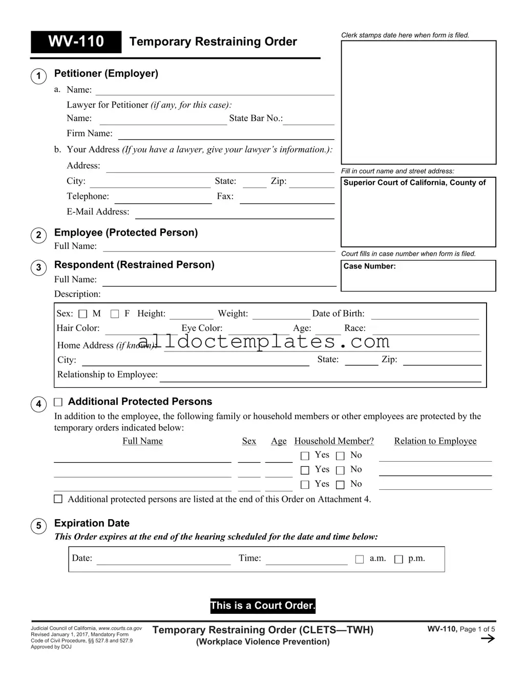 Fill in a Valid Fake Restraining Order Form