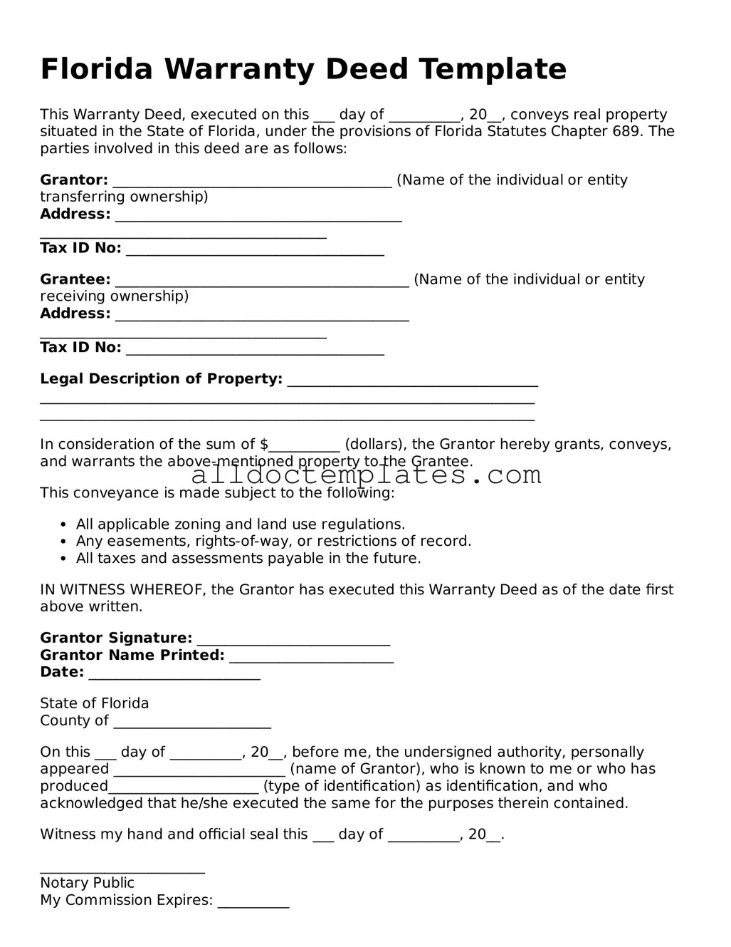 Free Deed Document for Florida State