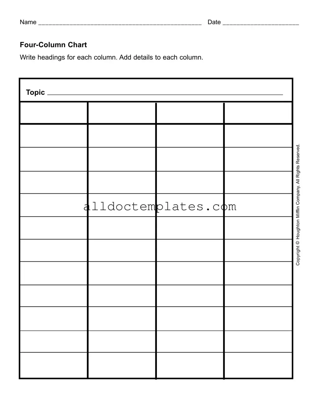 Fill in a Valid Four Column Chart Form