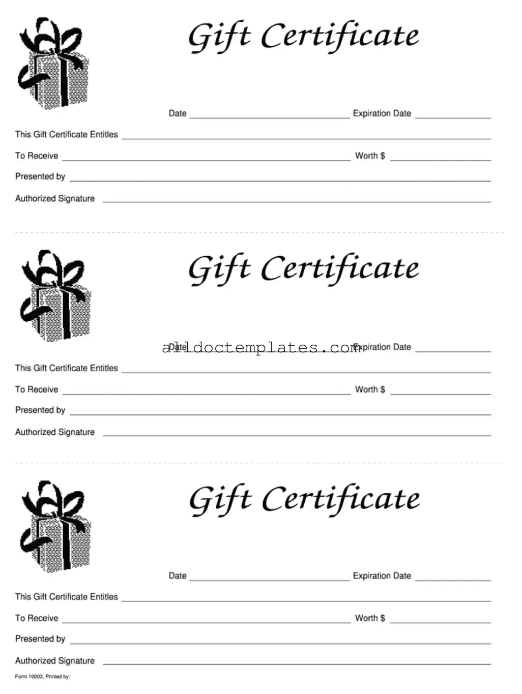 Fill in a Valid Gift Certificate Form