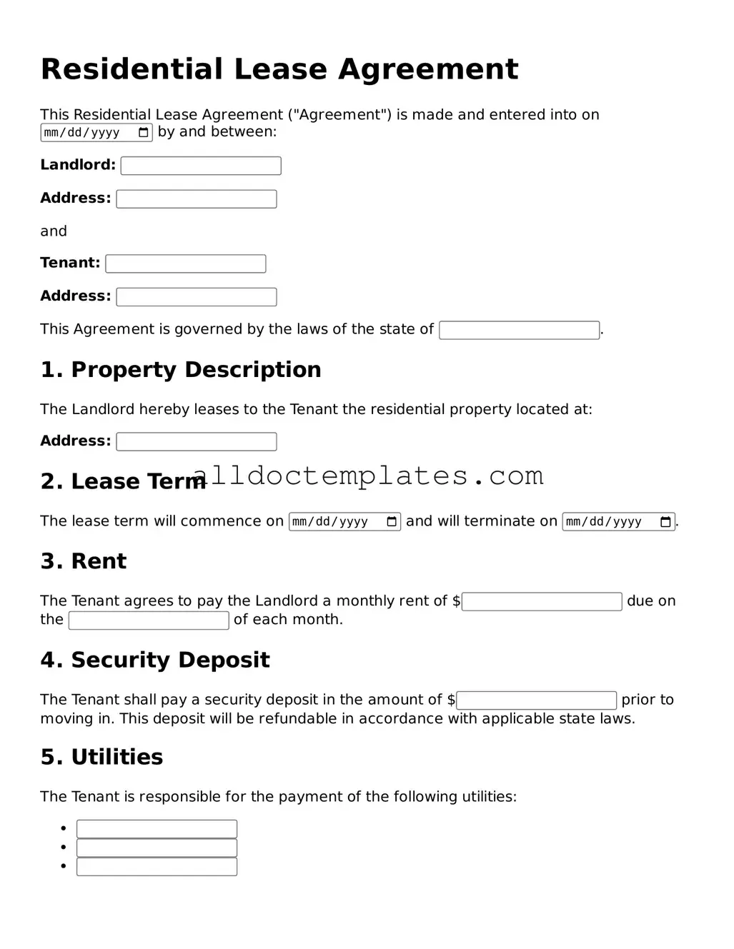 Valid Residential Lease Agreement Template