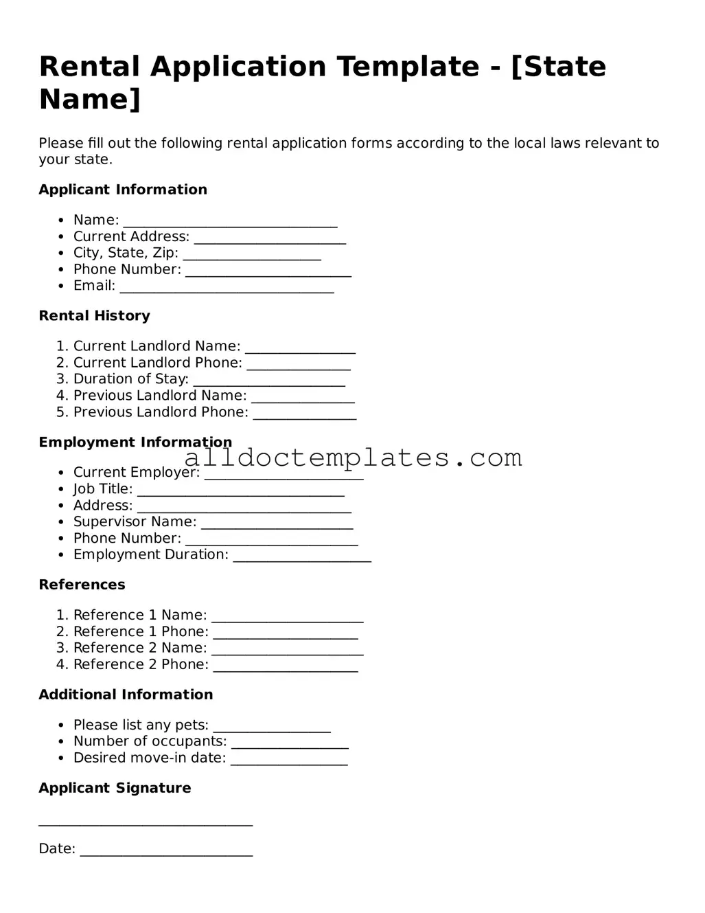 Valid Rental Application Template