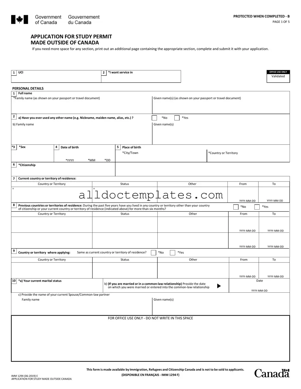 Fill in a Valid Imm 1294 Form