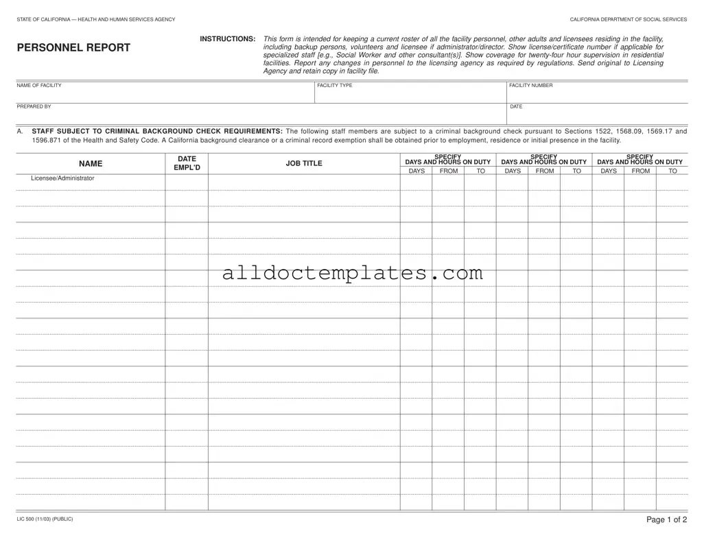 Fill in a Valid Lic 500 Form