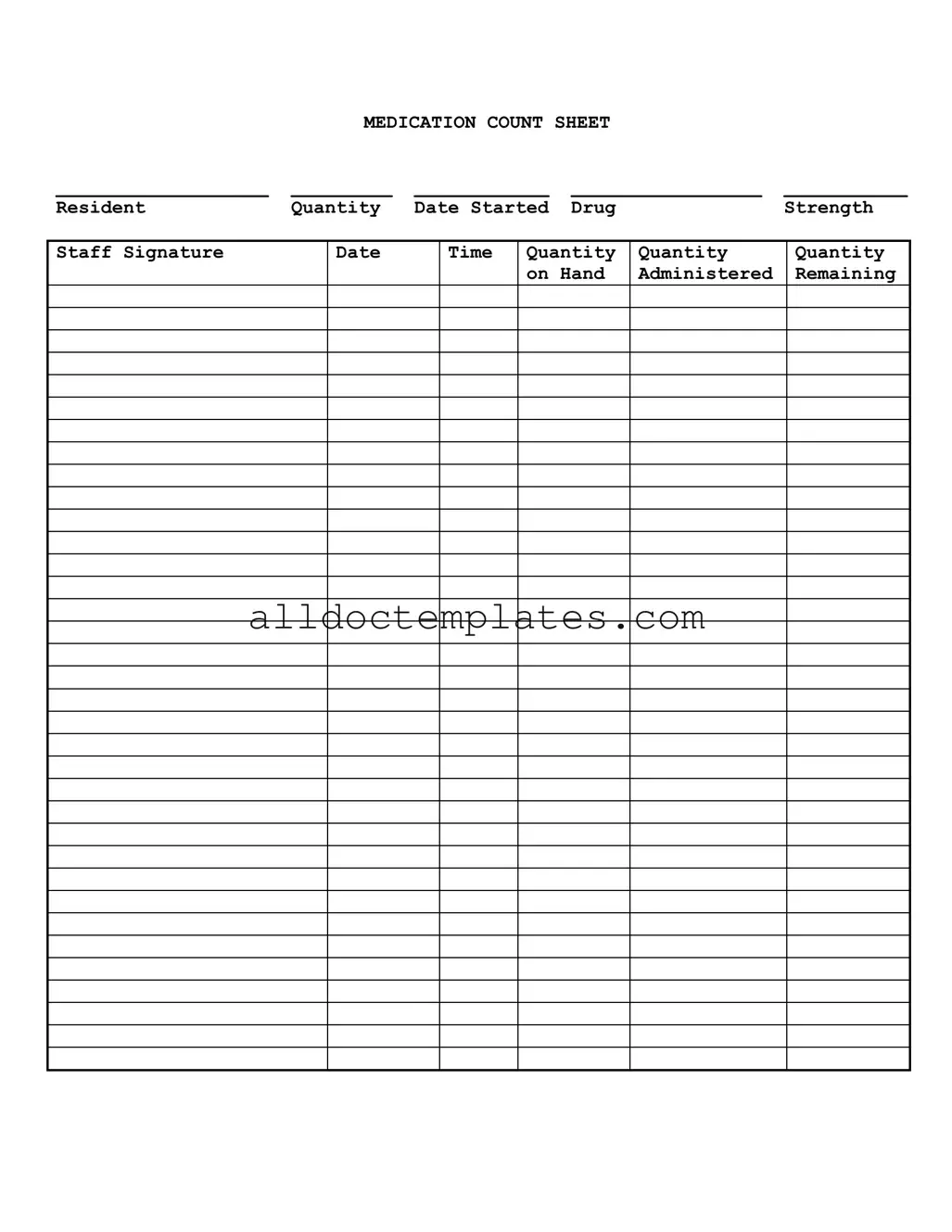 Fill in a Valid Medication Count Sheet Form