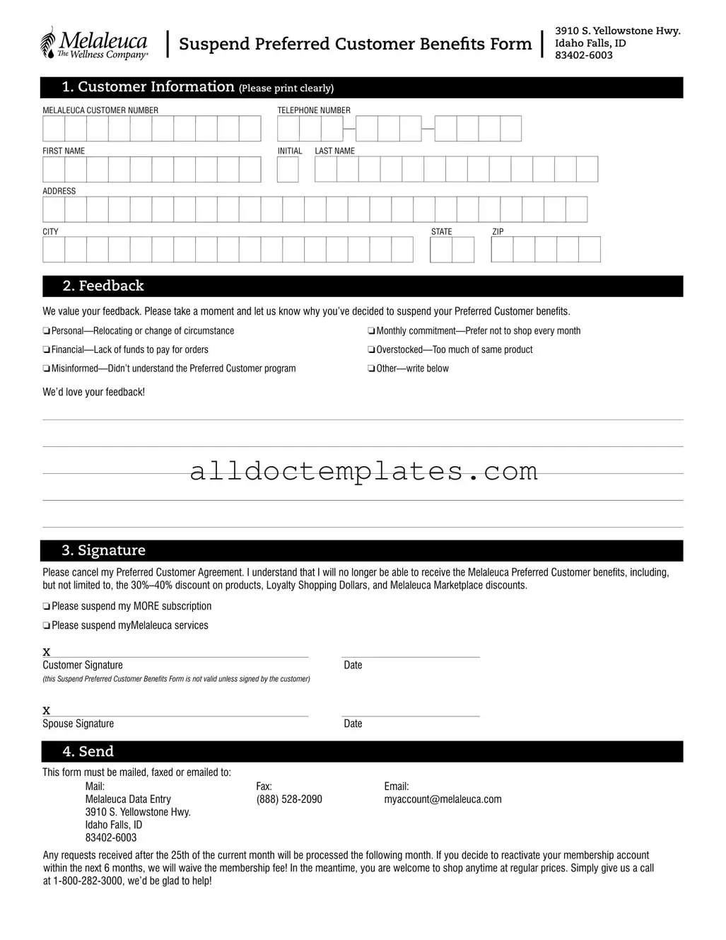 Fill in a Valid Melaleuca Cancellation Form