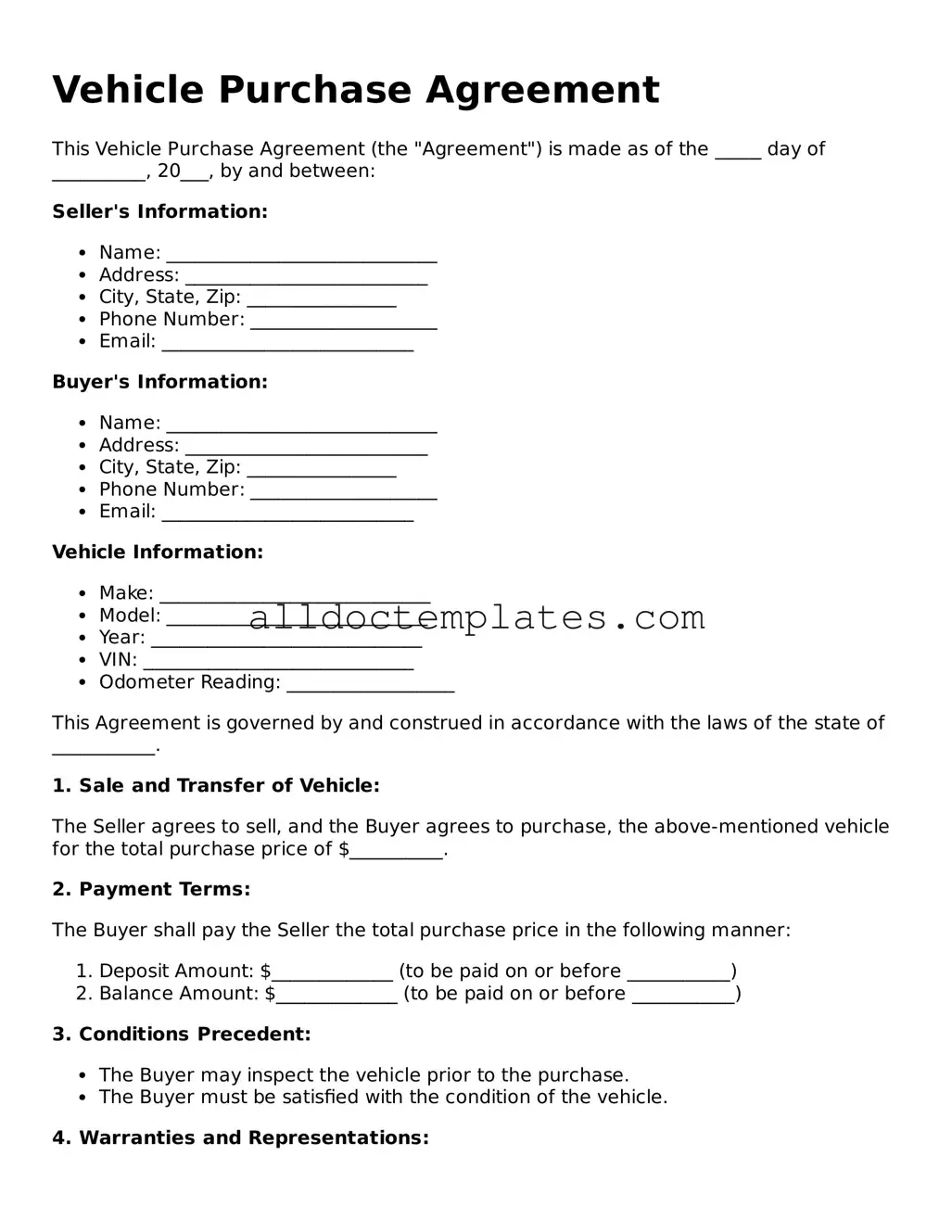 Valid Vehicle Purchase Agreement Template