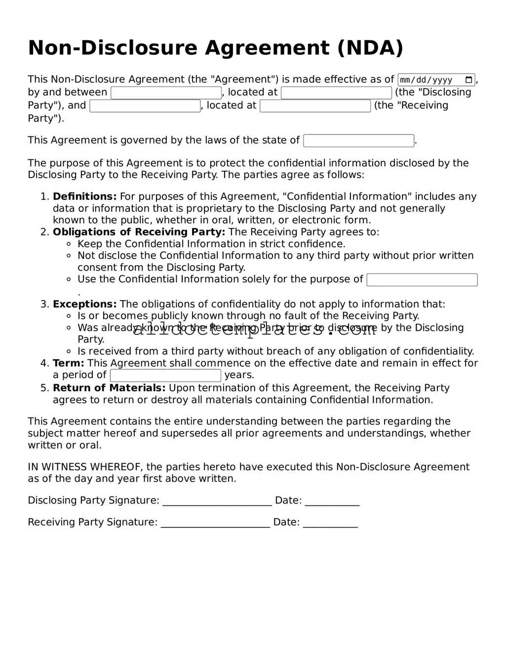 Valid Non-disclosure Agreement Template