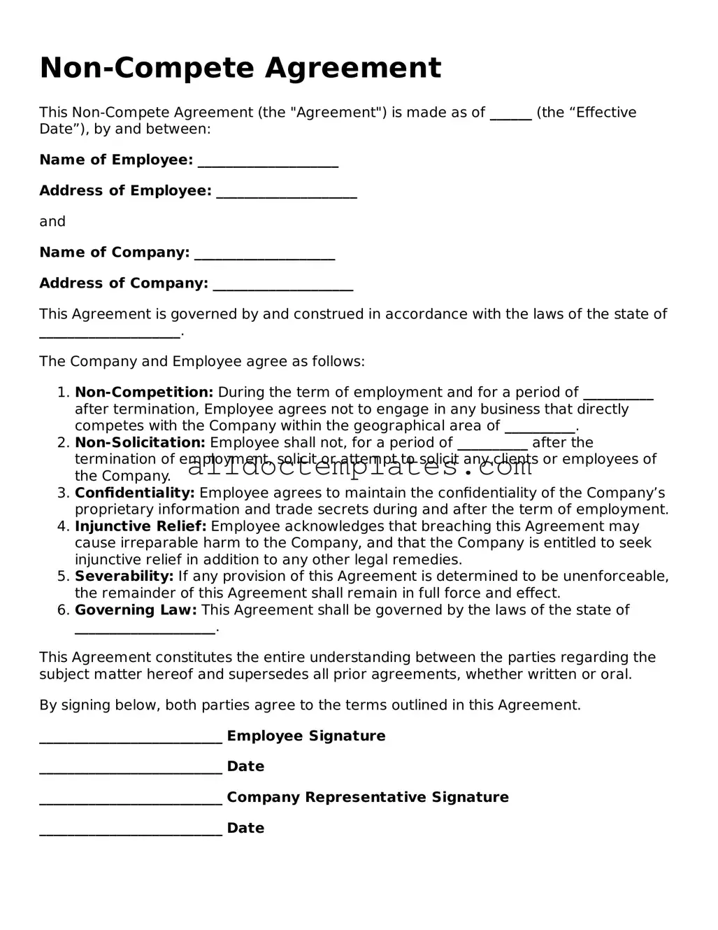 Valid Non-compete Agreement Template
