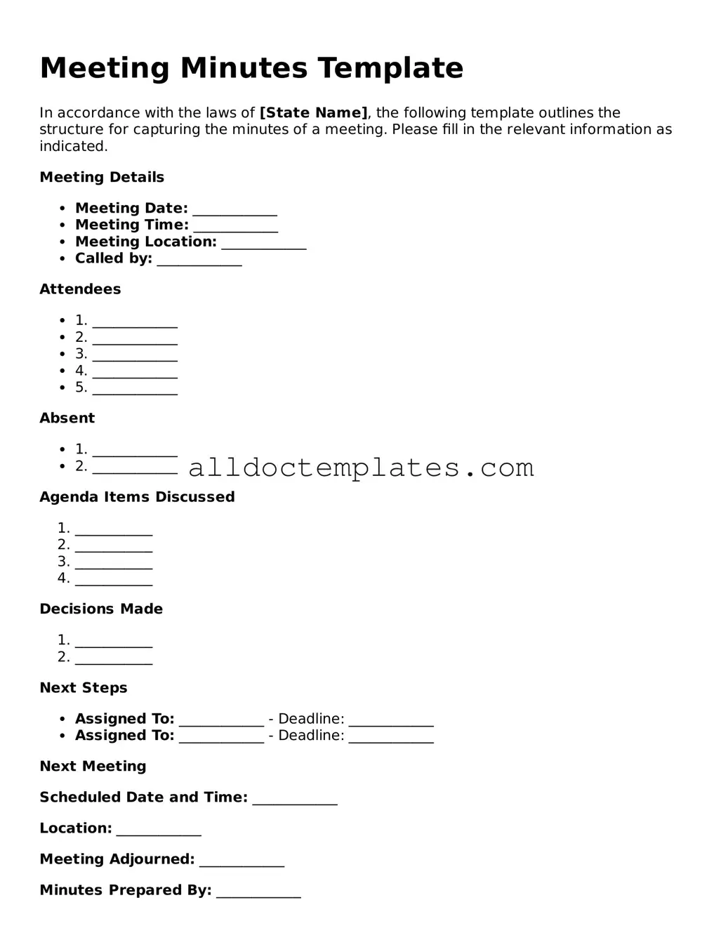 Valid Meeting Minutes Template