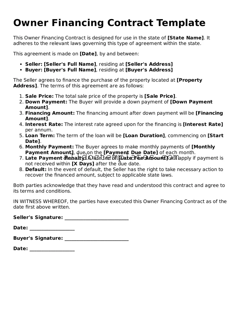 Valid Owner Financing Contract Template