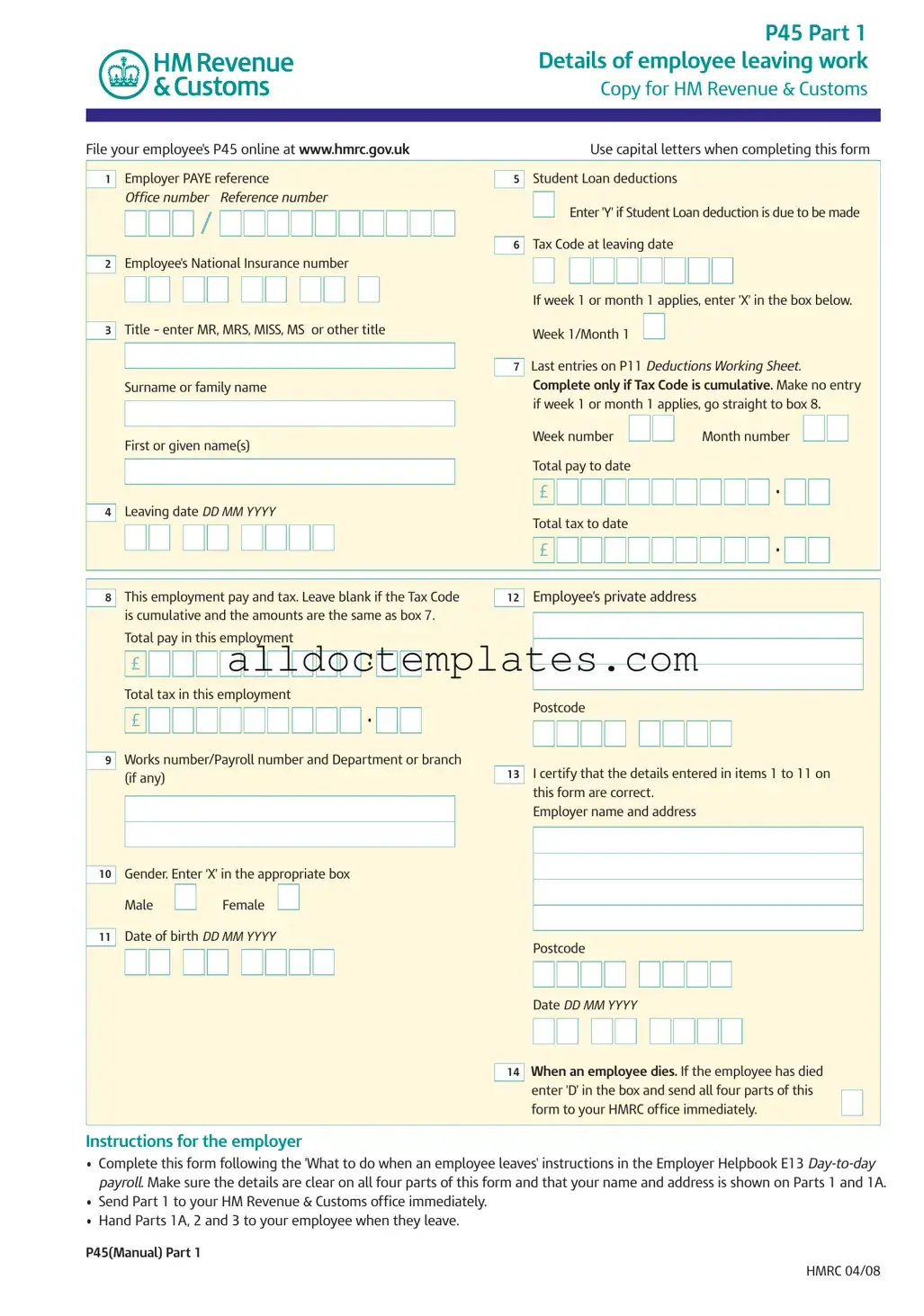 Fill in a Valid P 45 It Form