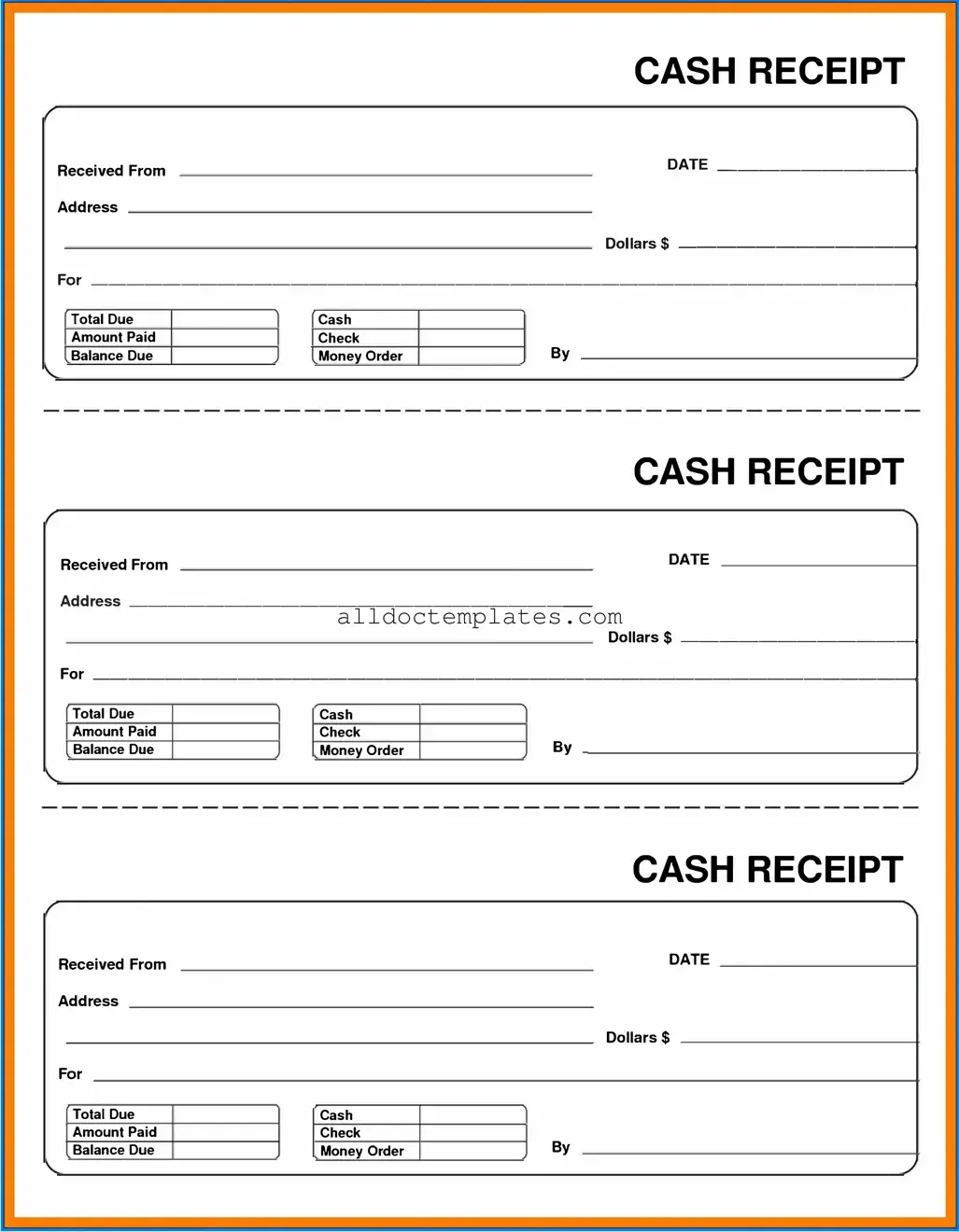 Fill in a Valid Cash Receipt Form