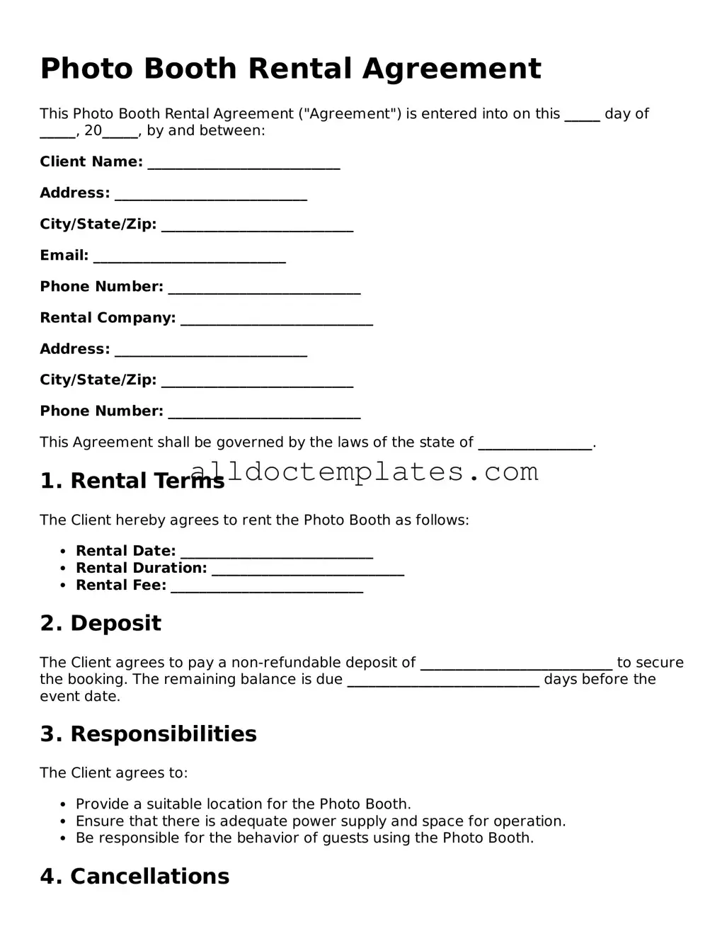 Valid Photo Booth Rental Agreement Template