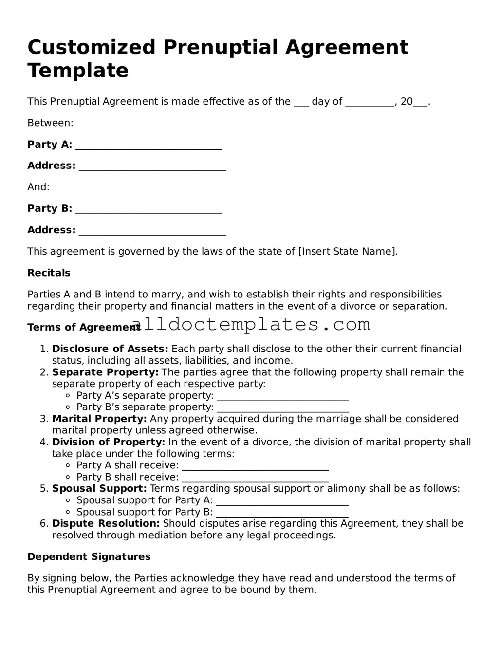 Valid Prenuptial Agreement Template