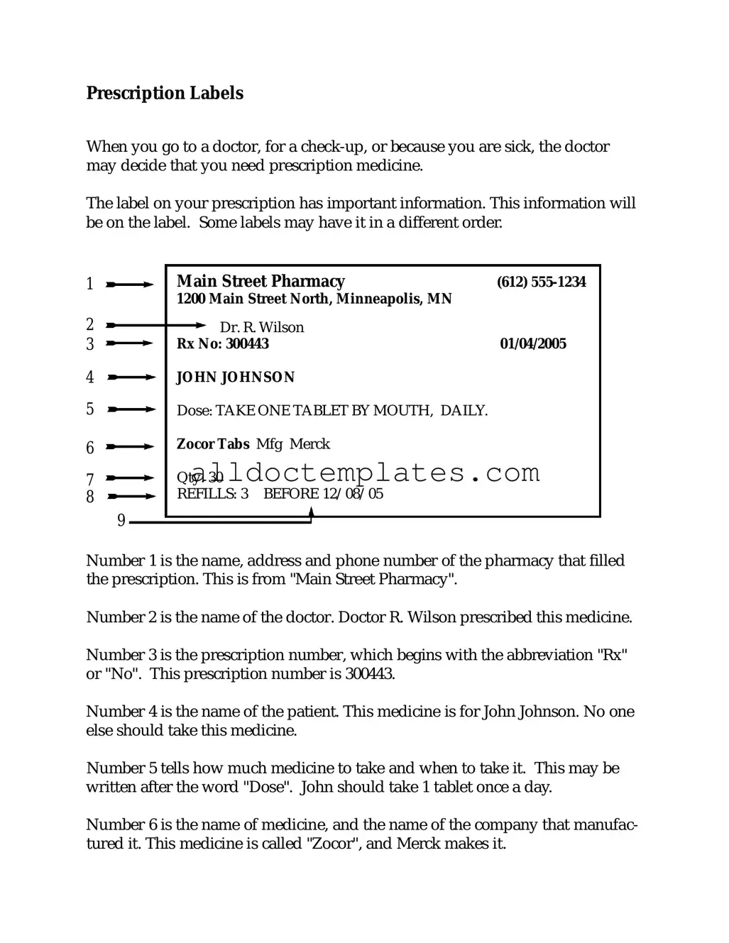 Fill in a Valid Prescription Label Form
