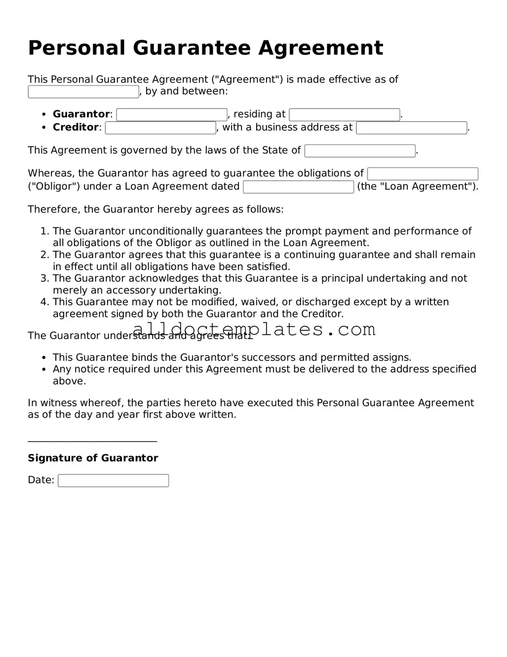 Valid Personal Guarantee Template