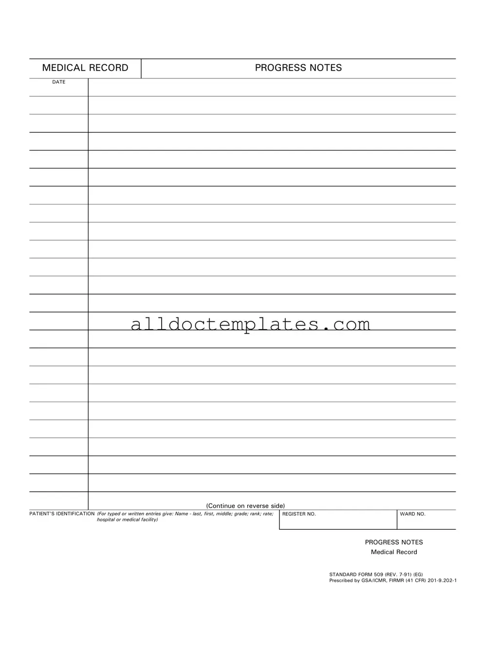 Fill in a Valid Progress Notes Form