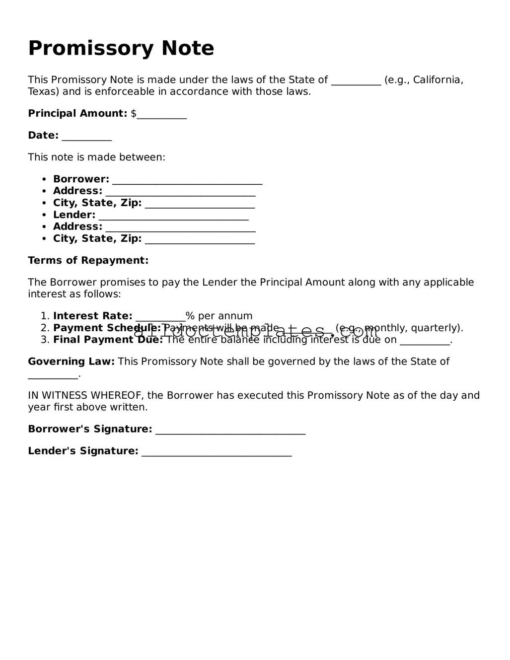 Valid Promissory Note Template