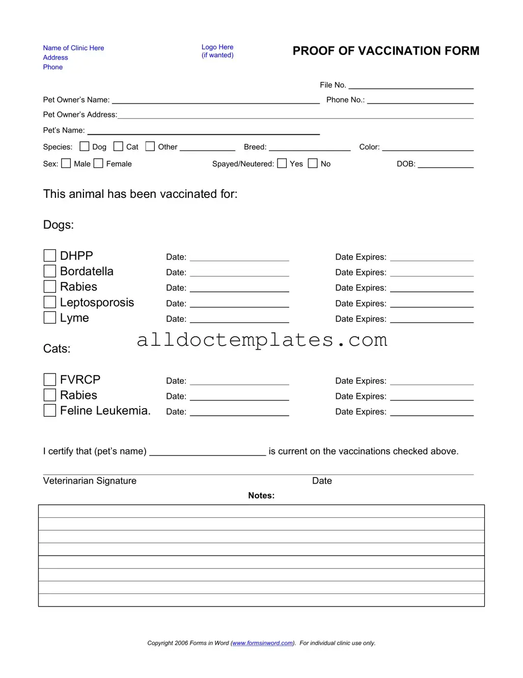 Fill in a Valid Proof Of Vaccination Dog Form