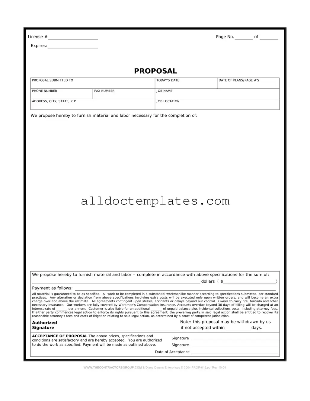 Fill in a Valid Construction proposal form Form