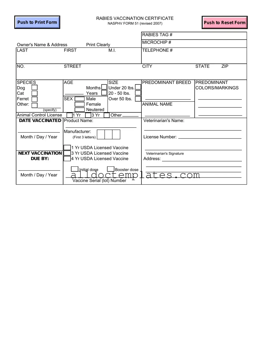 Fill in a Valid Rabies Certificate Form