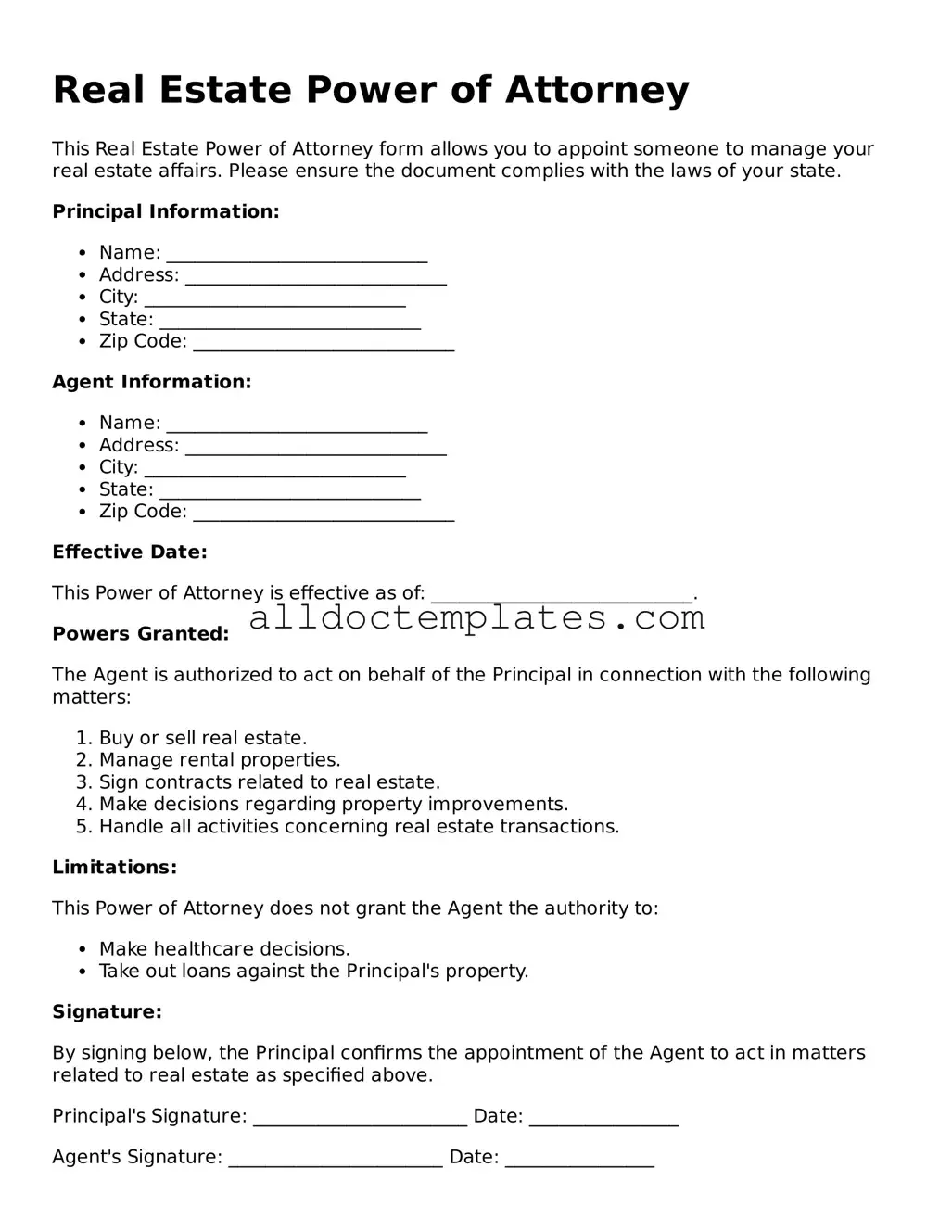 Valid Real Estate Power of Attorney Template