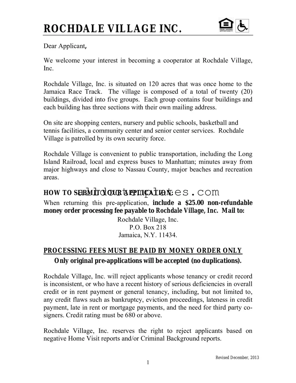 Fill in a Valid Rochdale village application Form