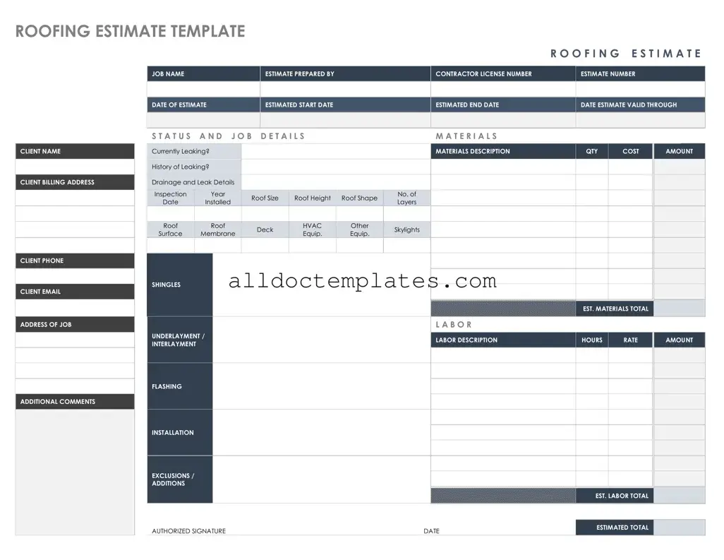 Fill in a Valid Roofing Estimate Form