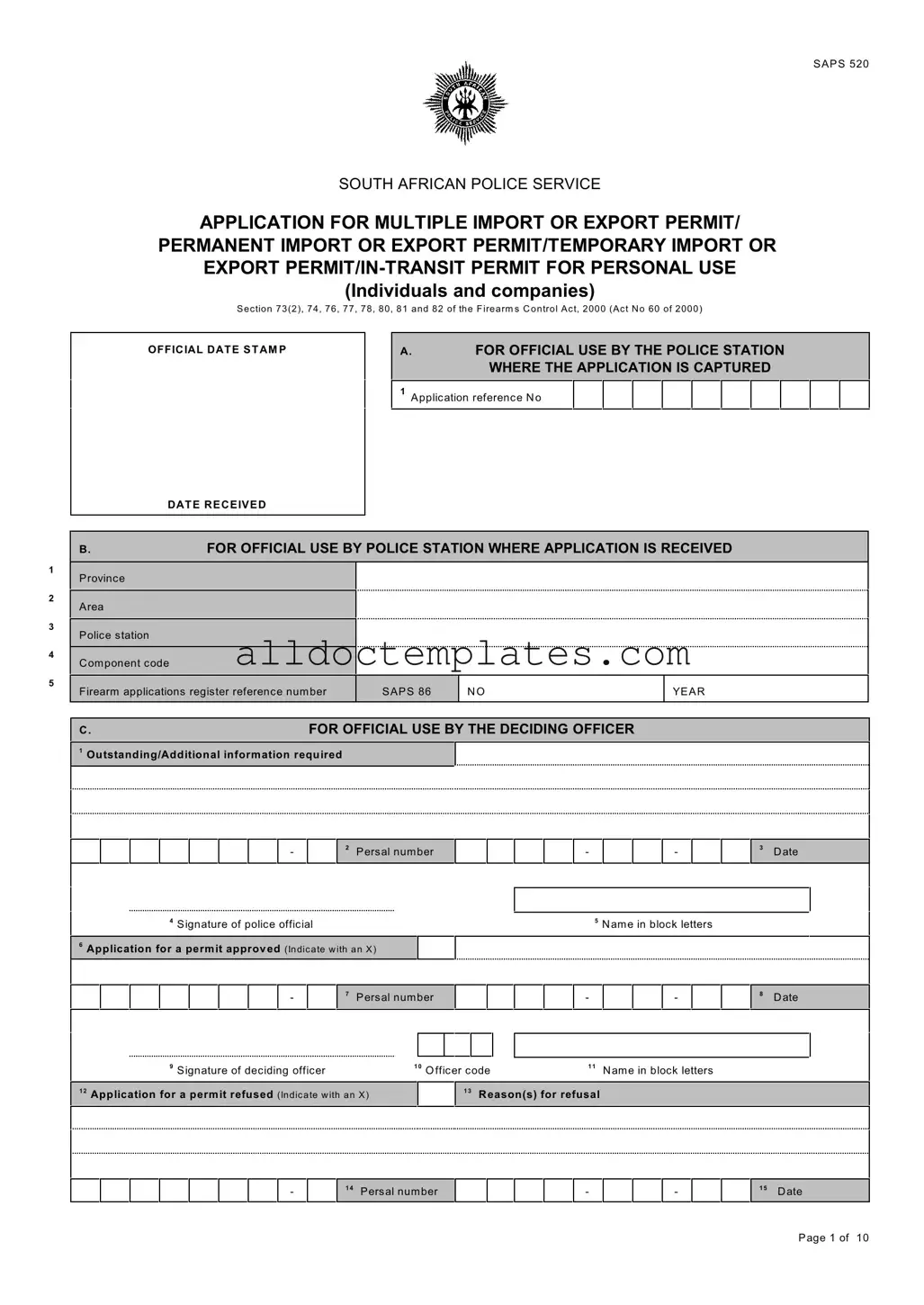 Fill in a Valid Saps 520 Form