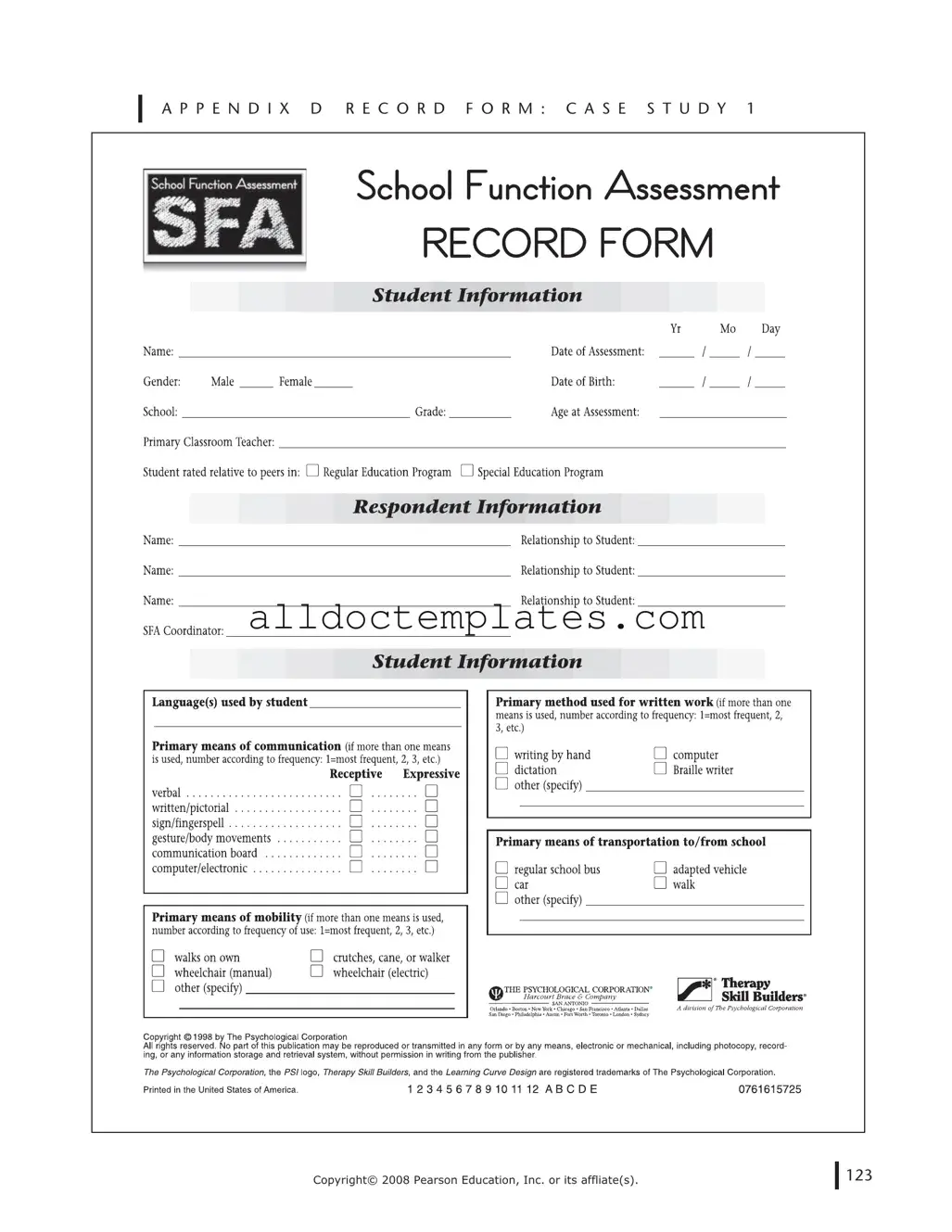 Fill in a Valid School Function Assessment Form