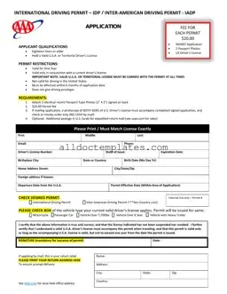 Fill in a Valid Aaa International Driving Permit Application Form